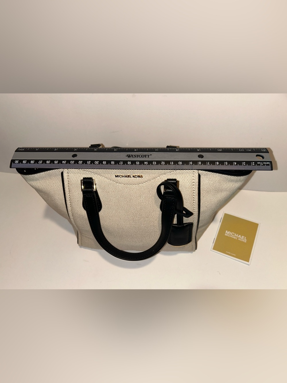 MICHAEL Michael Kors Black & Cream Canvas satchel with leather trim - Picture 5 of 14